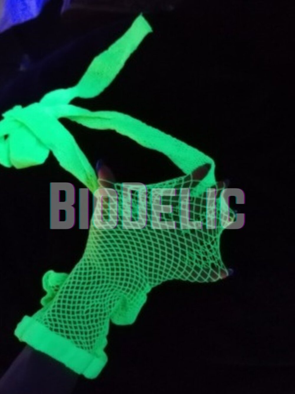 RAVERS!!! Acid Green Neon Fishnet Pantyhose UV REACTIVE
